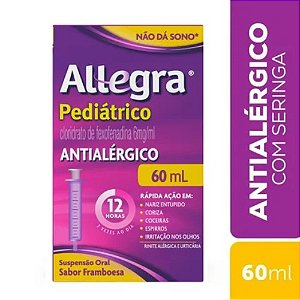 ALLEGRA PEDIÁTRICO SUSPENSÃO ORAL FEXOFENADINA 60ML + SERINGA DOSADORA