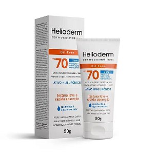 HELIODERM PROTETOR SOLAR FACIAL 70FPS TOQUE SECO 3EM1 50G.