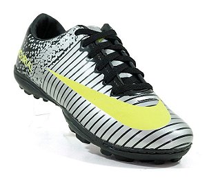 Chuteira Society Nike Mercurial Vortex 3 Prata e Amarelo Limão -  bootssports.com.br