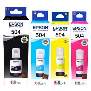 Tinta Epson T504120 T504220 T504320 T504420 T504 para L4150 L4160 L6161 L6171 L6191 - Original Preto 127 ml e Coloridos 70 ml