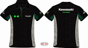 REF.465 - CAMISA POLO LOGO BORDADO KAWASAKI PRETO