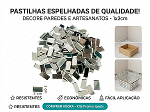 Pastilha de espelho de vidro mod. 1x2cm - 100 Peças