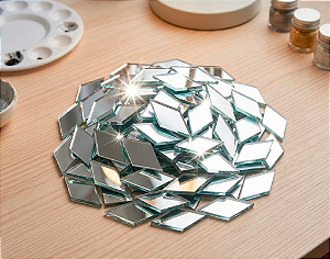 Espelhos Losango 1,2cm X 2cm - 100 Peças - Vidro - Ideal para Artesanatos - Mandalas - Bricolagem - Veja a Descrição!