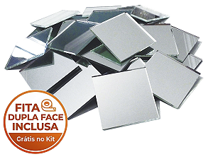 50 Espelhos Quadrados 4x4cm Vidro Real + Fita Dupla Face Grátis
