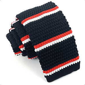 Gravata Slim Crochê Tricô Preta Listrada