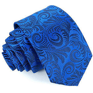 Gravata Slim Azul Royal Arabesco Premium