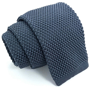 Gravata Slim Crochê Tricô Cinza