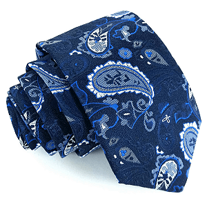 Gravata Slim Azul Marinho Arabesco Luxo