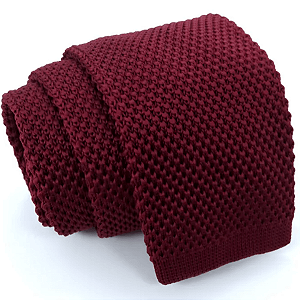 Gravata Slim Crochê Tricô Marsala