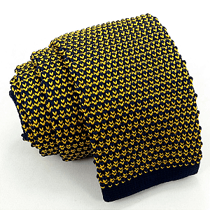 Gravata Slim Crochê Tricô Amarela Trabalhada