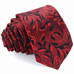 Gravata Slim Vermelha Trabalhada Premium