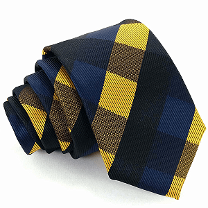 Gravata Slim Xadrez Azul