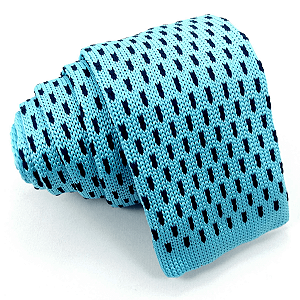 Gravata Slim Crochê Tricô Azul Trabalhada