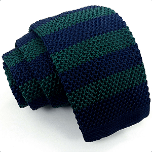 Gravata Slim Crochê Tricô Verde Listrada