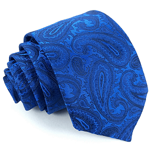 Gravata Slim Kashmir Cashmere Azul Royal Linha Premium