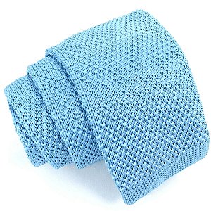 Gravata Slim Crochê Tricô Azul Serenity