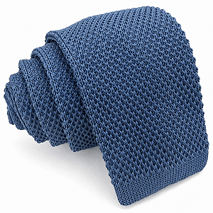 Gravata Slim Crochê Tricô Azul Petróleo