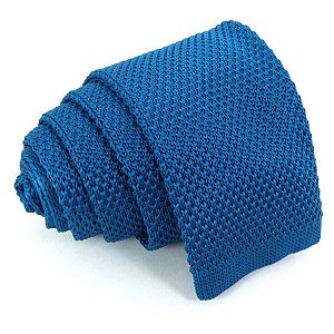 Gravata Slim Crochê Tricô Azul Indigo