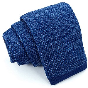 Gravata Slim Crochê Tricô Azul