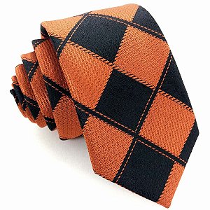 Gravata Slim Xadrez Laranja