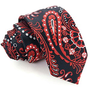 Gravata Slim Arabesco Vermelha Premium