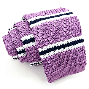 Gravata Slim Crochê Tricô Lilás Lavanda