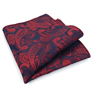 Lenço de Bolso Masculino Social Vermelho Trabalhado