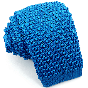 Gravata Slim Crochê Tricô Azul