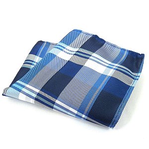 Lenço de Bolso Masculino Social Azul Xadrez