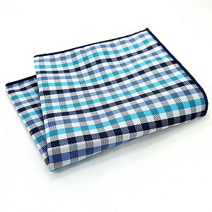 Lenço de Bolso Masculino Social Terno Azul Xadrez