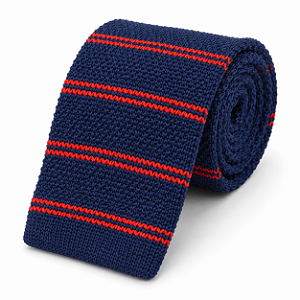Gravata Slim Croche Azul Listrada