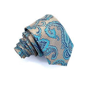 Gravata Slim Paisley Verde Premium