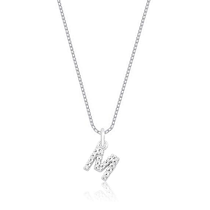 Colar Letra Inicial Cravejada Pendurada com Zircônia Prata
