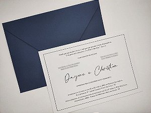 Convite Casamento C/ Envelope Azul Escuro Porto Seguro