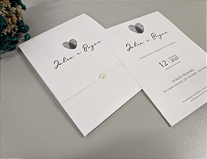 Convite Casamento Minimalista Papel Perolado - Bellagi Convites