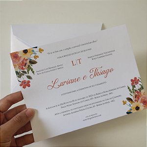 Convite Casamento C/ Envelope Laranja com Girassol