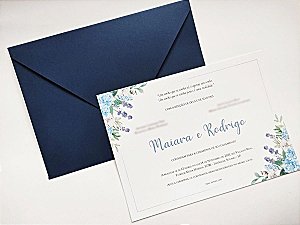 Convite Casamento C/ Envelope Azul Escuro Porto Seguro