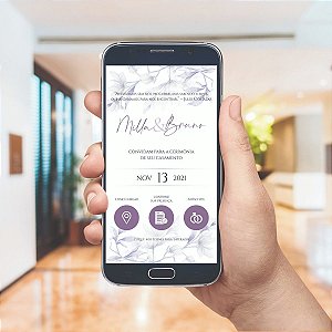 Convite De Casamento Digital / Virtual Interativo Lilás