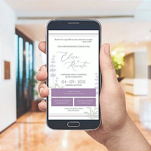 Convite De Casamento Digital / Virtual Interativo Lavanda Lilás