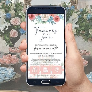 Convite De Casamento Digital / Virtual Interativo Floral