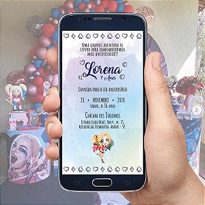 Convite Infantil Digital / Virtual Arlequina