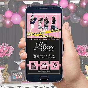 Convite Digital / Virtual Interativo Black Pink
