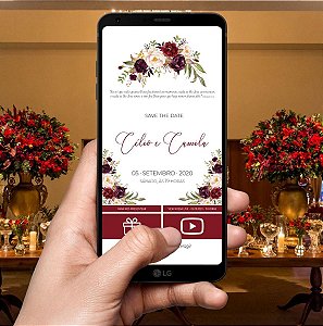Convite De Casamento Digital / Virtual Interativo Marsala