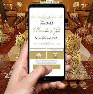 Convite De Casamento Digital / Virtual Interativo Dourado