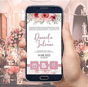 Convite De Casamento Digital / Virtual Interativo Floral