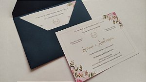 Convite Casamento C/ Envelope Azul Escuro Porto Seguro
