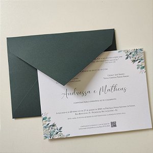 Convite Casamento Envelope Verde Escuro