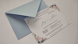 Convite Casamento com Envelope Azul Serenity