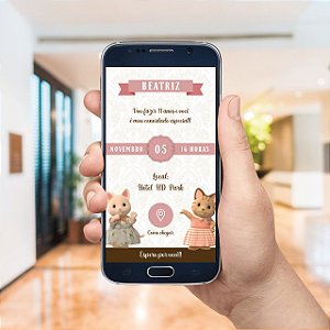 Convite infantil Digital / Virtual Interativo Sylvanian Families