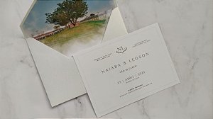 Convite Casamento envelope Forrado Aquarela